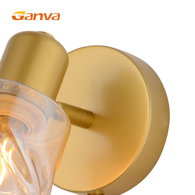 Ganva Hotel Bedroom Bedside Wall Sconce Indoor Iron Glass Led Wall Light Fixture