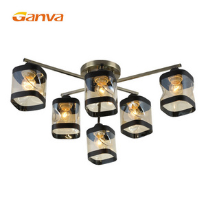 GANVA Multi Bulb Surface Mounted Modern Square Glass E27 Vintage Home Decor Ceiling Lamp