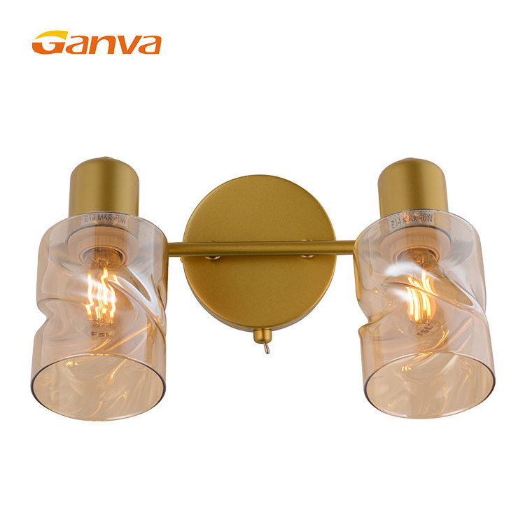 Ganva Hotel Bedroom Bedside Wall Sconce Indoor Iron Glass Led Wall Light Fixture