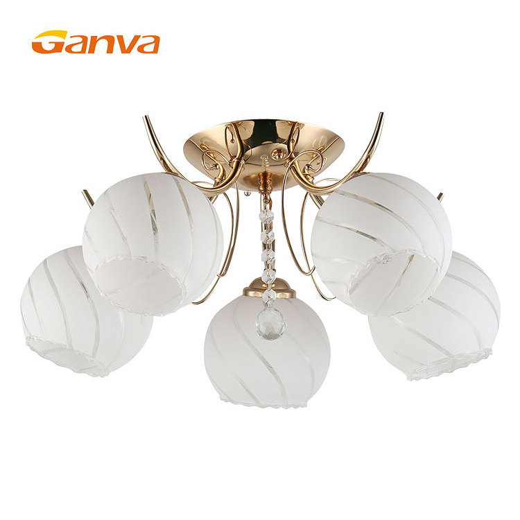 Ganva Modern Luxury Decorative Living Room Crystal Glass 5 Lights Chandelier Ceiling Light