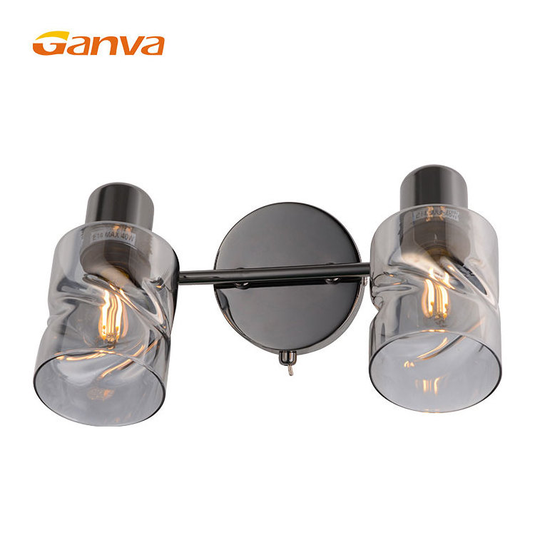 Ganva Hotel Bedroom Bedside Wall Sconce Indoor Iron Glass Led Wall Light Fixture