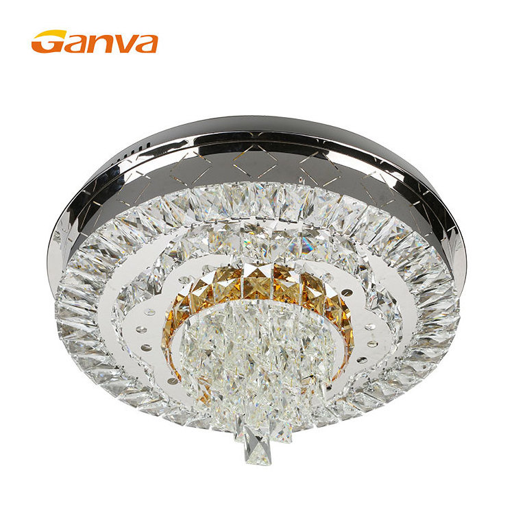 Ganva Luxury Interior Decorations Plafon Round LED Crystal Ceiling Light