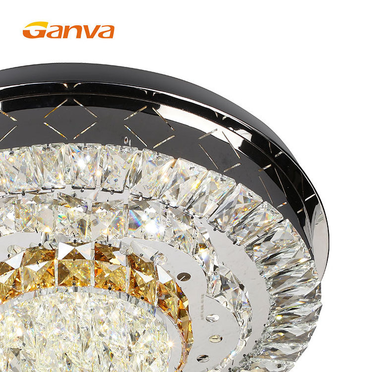 Ganva Luxury Interior Decorations Plafon Round LED Crystal Ceiling Light