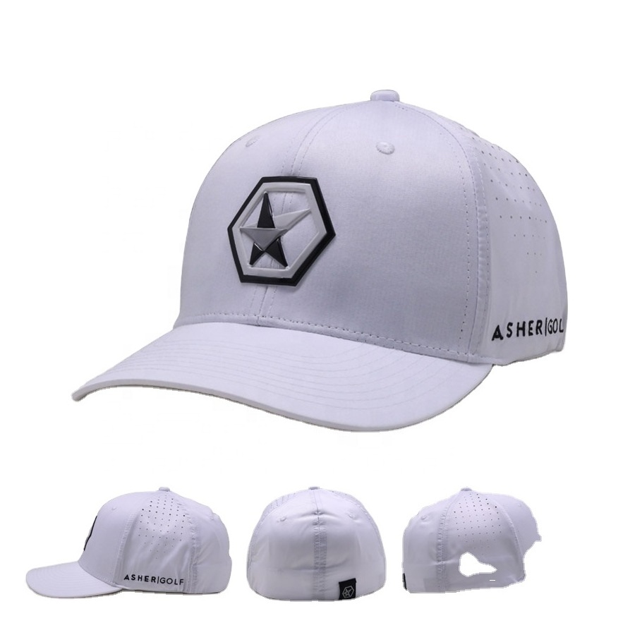 Quick Dry Flex Fitted Polyester Baseball Cap With Metal Logo