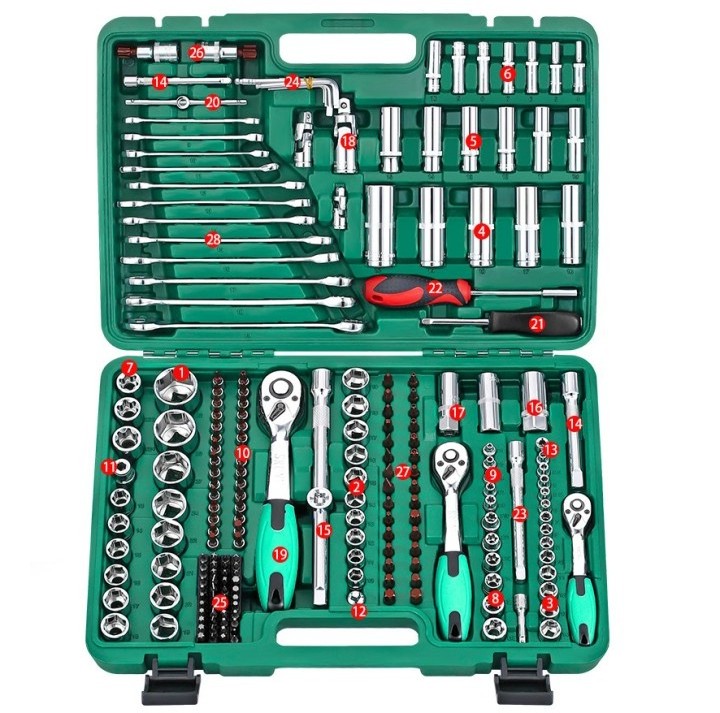 121 Pcs Multi Car Repair Mechanic Ratchet Socket Wrench Tool Set Box Car Repair Combination Socket Set