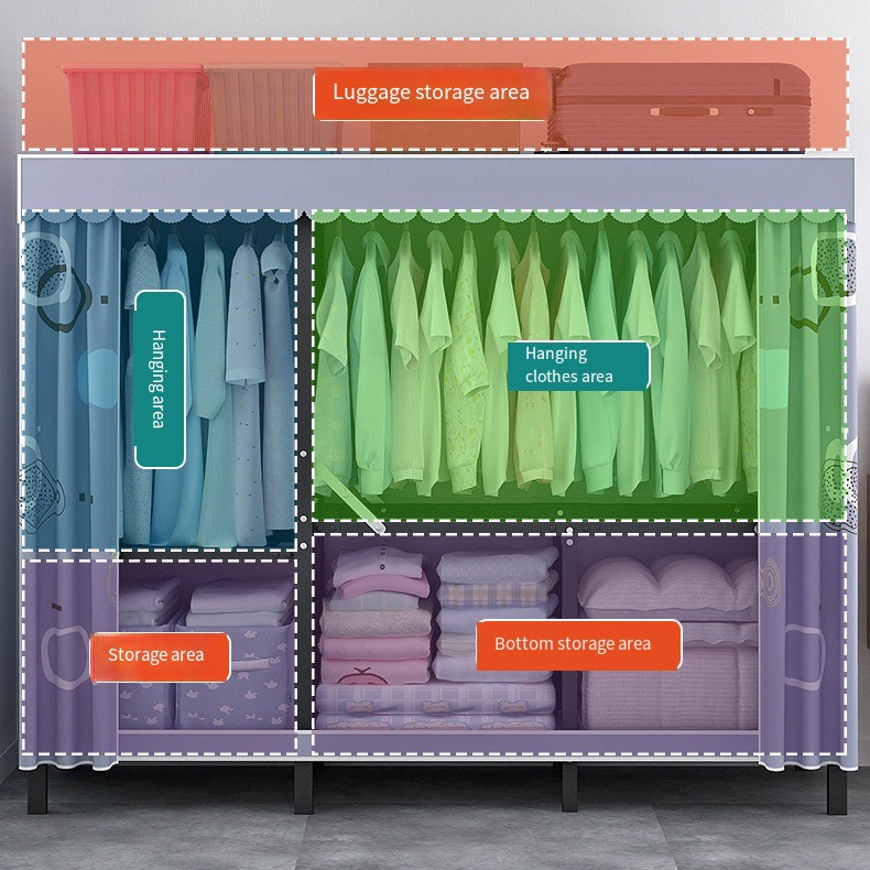 Nordic style Closet Wardrobe Portable Clothes Storage Organizer with Non-Woven Fabric Cover