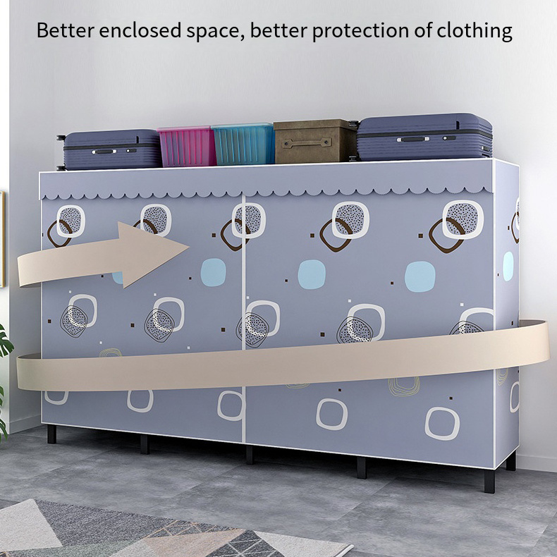 Nordic style Closet Wardrobe Portable Clothes Storage Organizer with Non-Woven Fabric Cover