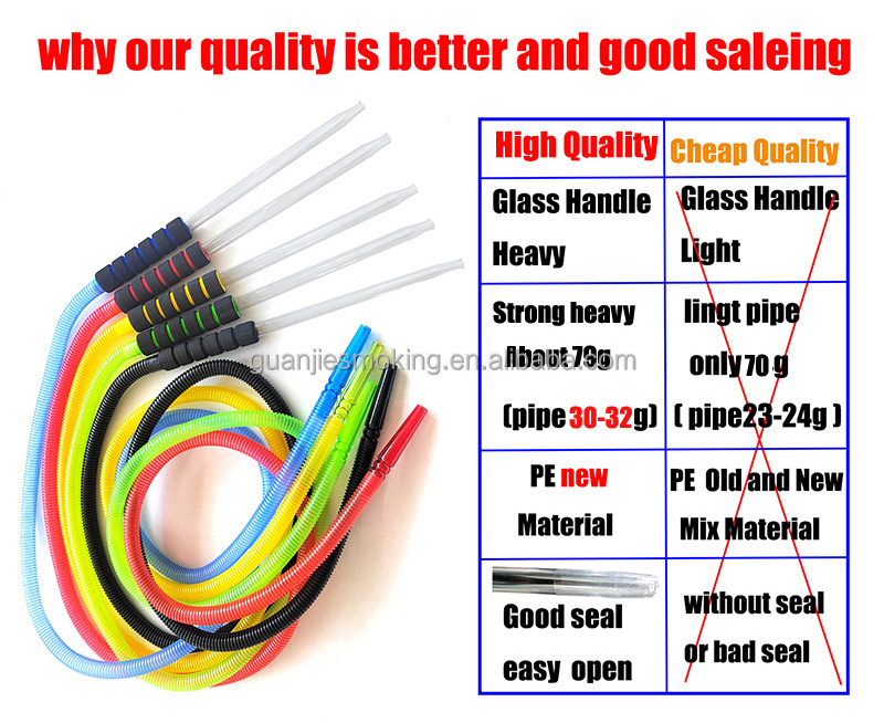 High quality 1.8M glass hookah plastic hose disposable Hookah Shisha Hose hookah pipe one time use