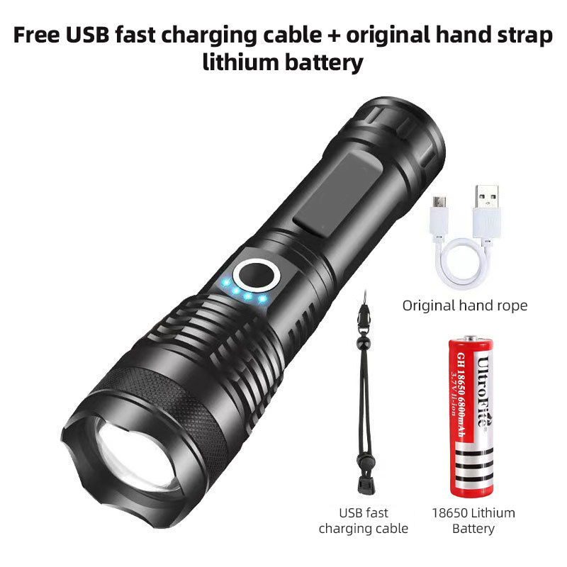 Cheap USB Waterproof Rechargeable Zoom Tactical Torch Light 26650 18650 Battery 2000 Lumens Powerful Led XHP50 Flashlight