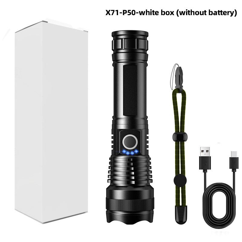 Cheap USB Waterproof Rechargeable Zoom Tactical Torch Light 26650 18650 Battery 2000 Lumens Powerful Led XHP50 Flashlight