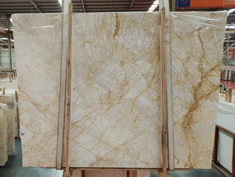 Natural Beige Marble Stone Golden Spider Marble for Indoor Wall Floor Tiles Countertop