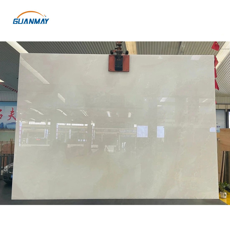 Luxury Polished Translucent Backlit Marble Snow White Onyx Slab for Background Wall Countertop