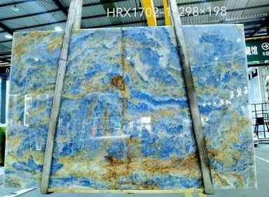 Blue Onyx Natural Backlit Onyx Stone Wall Panel Golden Sky Blue Onyx Marble Slab