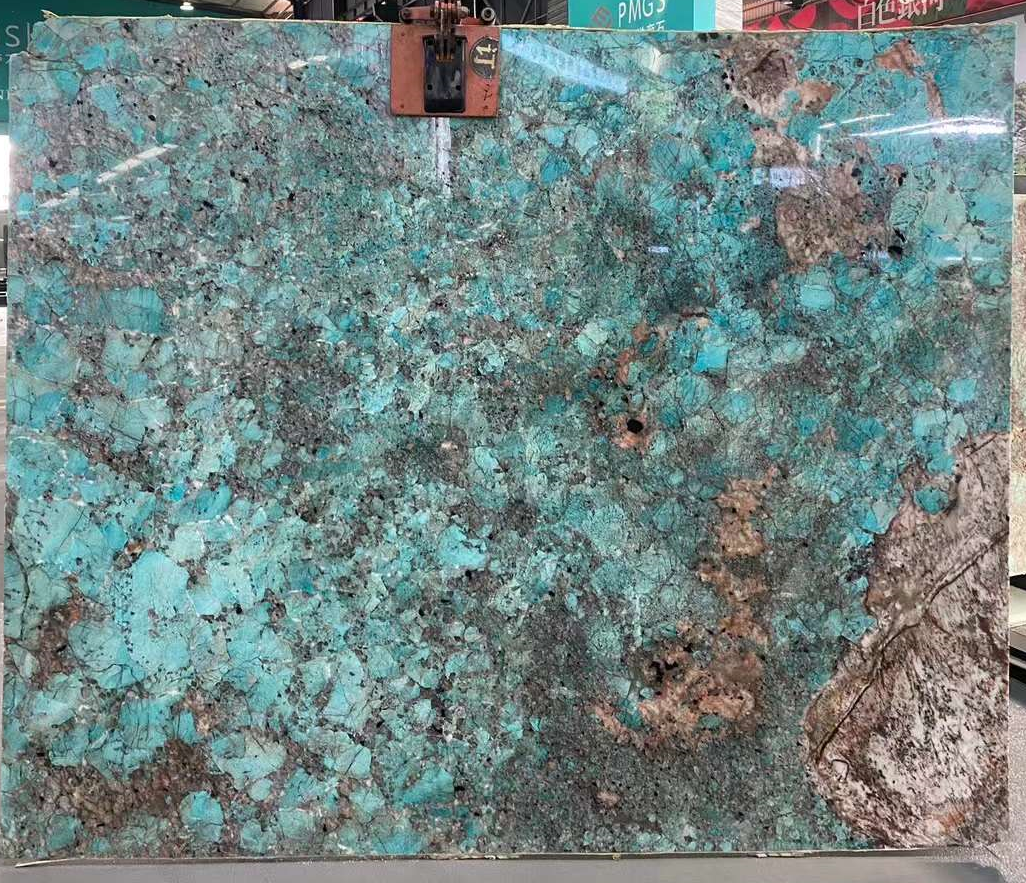 Luxury Brazil Natural Quartzite Stone Amazonite Green Granite Slab for Villa/Hotel Decoration Project