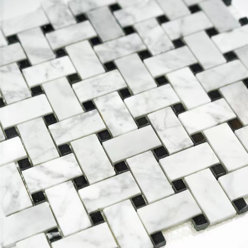 Good Price thassos white basket weave pattern marble mosaic tile bathroom floor backsplash