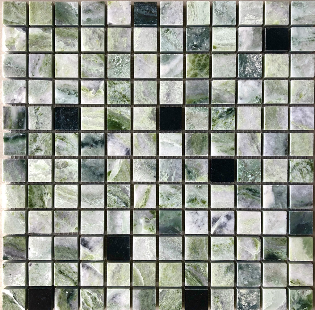 Green marble tile herringbone square ice jade natural stone mosaic for wall decoration swim pool