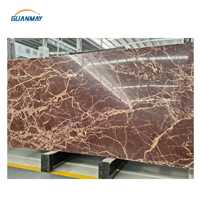 Interior Red Marble Slab Wholesale Price Red Cherry Gold Veins Natural Stone Modern Red Marble Slabs For Counter Top