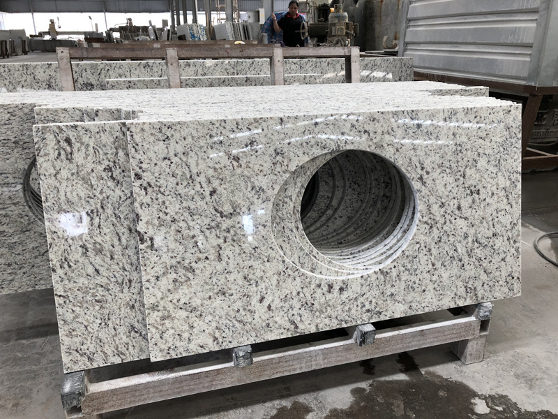 Guanmay Custom Brazil Rose White Prefab Granite Bathroom Kitchen Countertops Vanity Tops