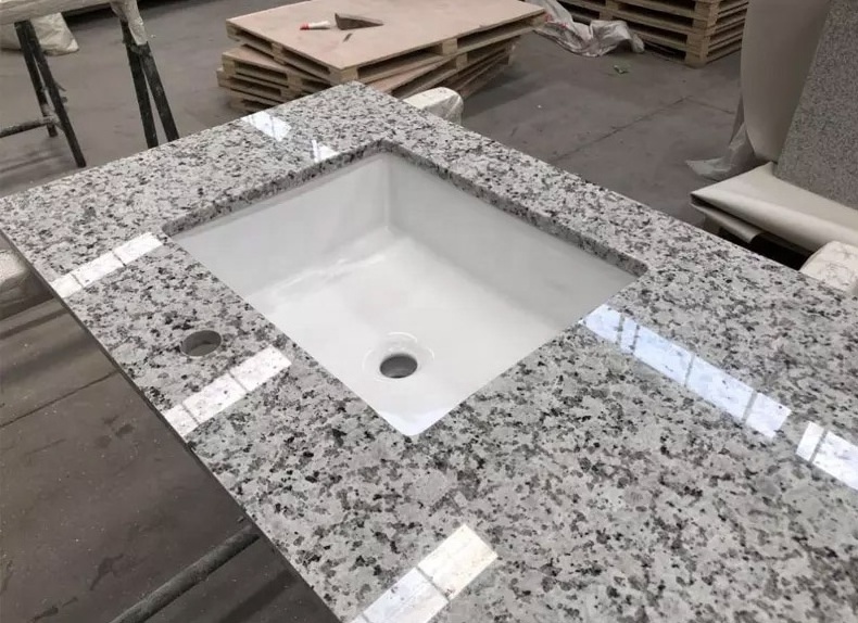 China Bala White granite counter tops bathroom countertops sink vanity tops table top for sale