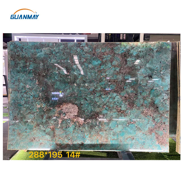 Luxury Brazil Natural Quartzite Stone Amazonite Green Granite Slab for Villa/Hotel Decoration Project