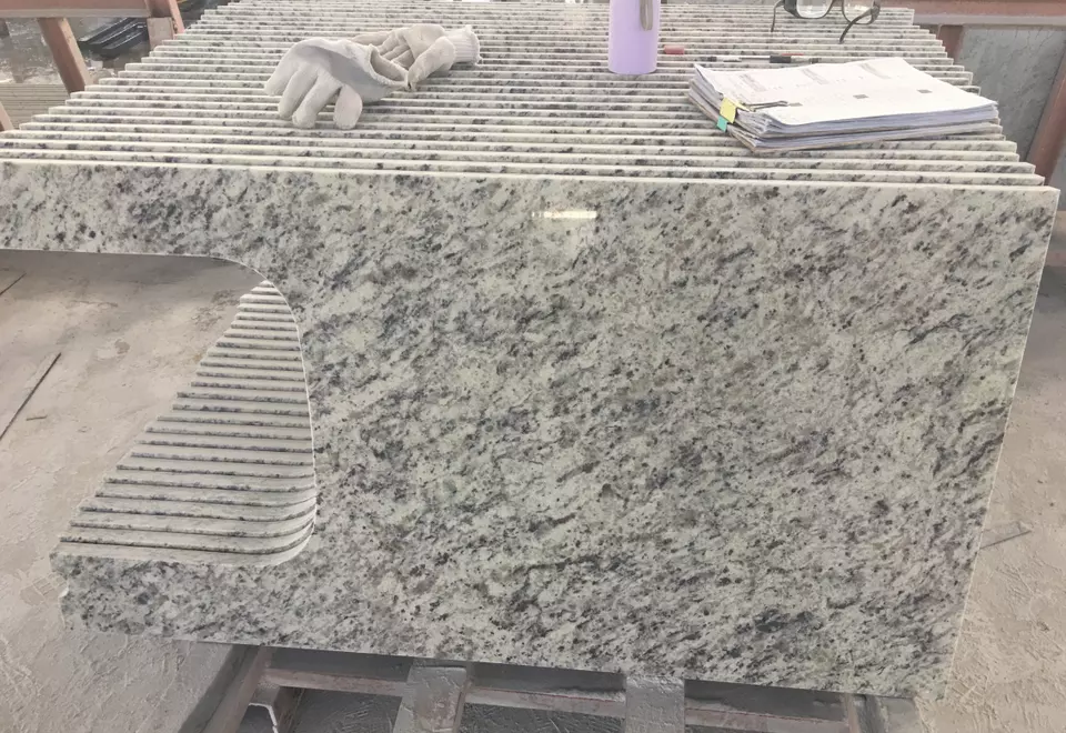 Hot Sale Rose white granite bathroom countertop sink vanity tops  for project villa hotel