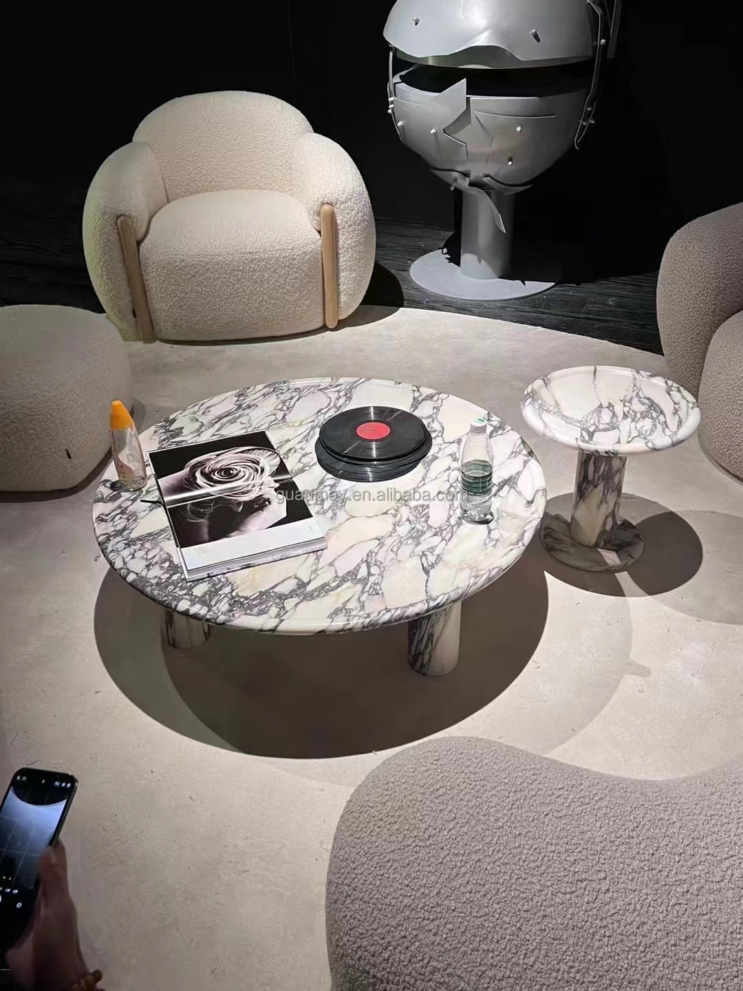 Luxury Italian Calacatta Viola Marble For Coffee Table Top and Tea Table And Viola Calacata Marble Bench