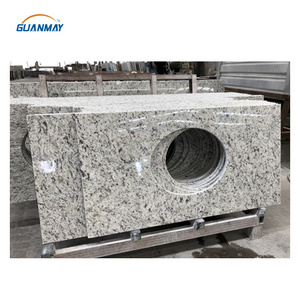 Hot Sale Rose white granite bathroom countertop sink vanity tops  for project villa hotel