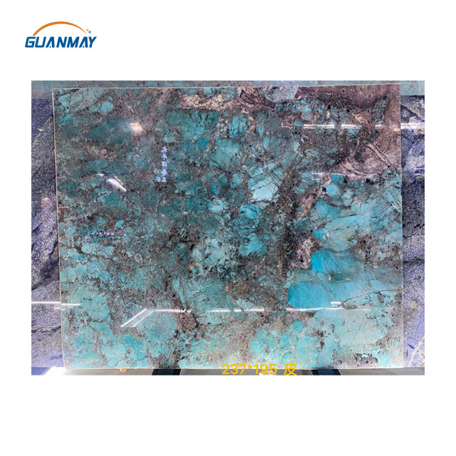 Luxury Brazil Natural Quartzite Stone Amazonite Green Granite Slab for Villa/Hotel Decoration Project