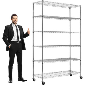 6-Tier Wire Shelving Unit Detachable Storage Shelves,  8 Adjustable Feet, Storage Rack Adjustable Metal Shelf for Pantry Closet