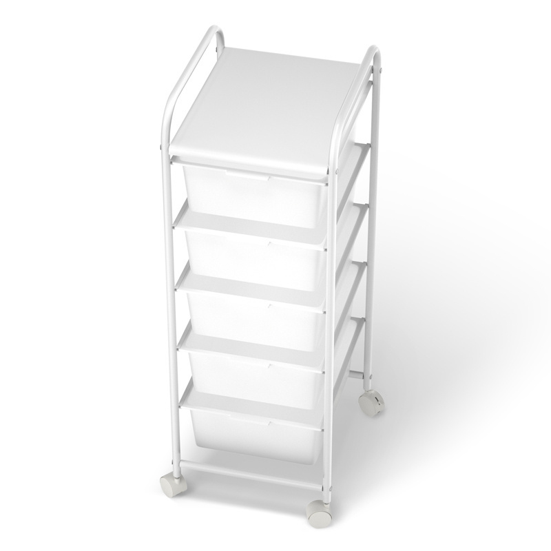 PP Plastic Storage Container Boxes Stackable 5-tier Iron Wire Storage Shelving Rack Unit For Home