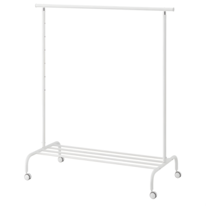 Heavy Duty Considerate Details Design Durable And Sturdy Adjustable Height White Industrial Pipe Clothing Racks On Wheels