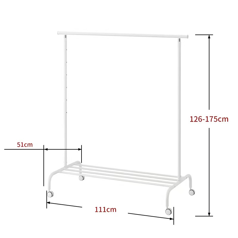 Heavy Duty Considerate Details Design Durable And Sturdy Adjustable Height White Industrial Pipe Clothing Racks On Wheels