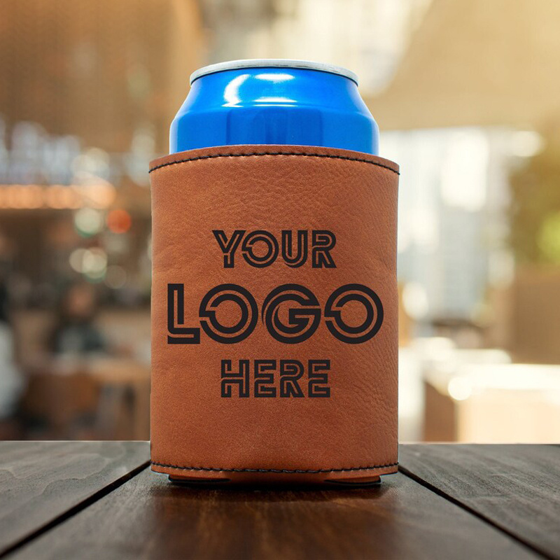 Personalized leather Can Cooler Groomsmen Gifts beer cans sleeve stubby holder with custom LOGO