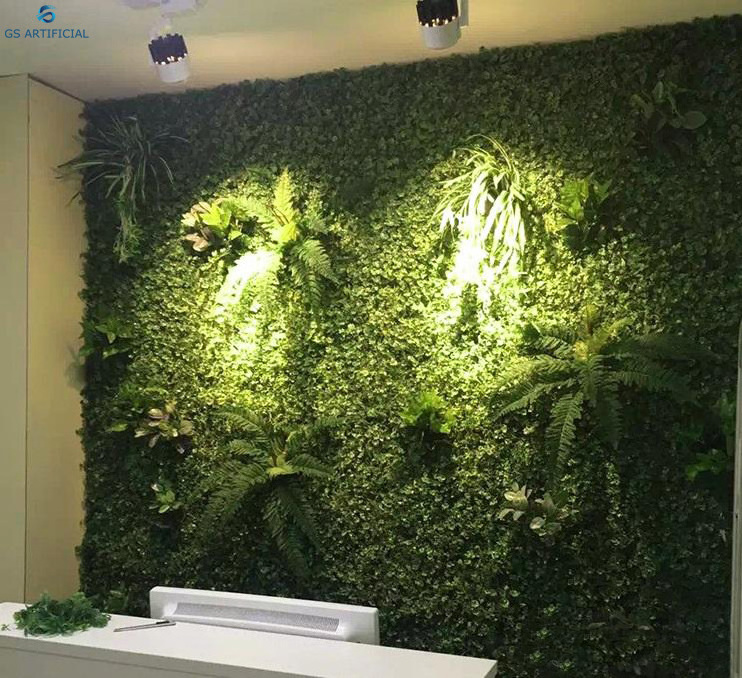 Artificial green vertical garden grass wall