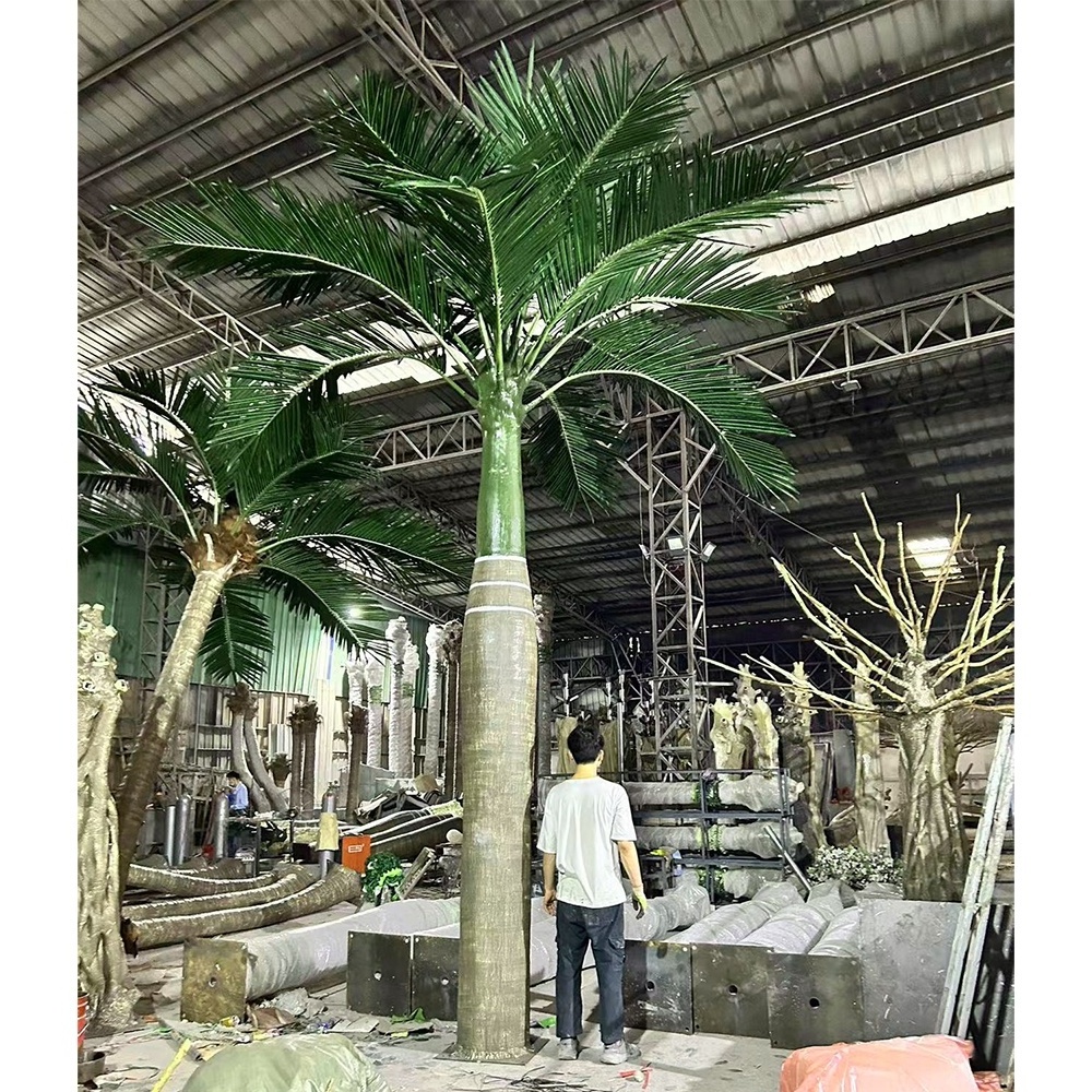 Artificilal Plastic Fiberglass outdoor palm tree tropical faux plant coconut tree giant realistic artificial areca big palm tree