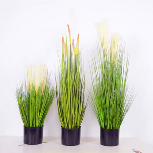 Factory direct wholesale emulation flower with pot lifelike artificial reed plant/plastic onion grass