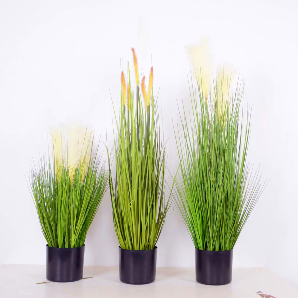 Wholesale landscaping indoor ornamental plant plastic artificial onion grass/fake reed grass