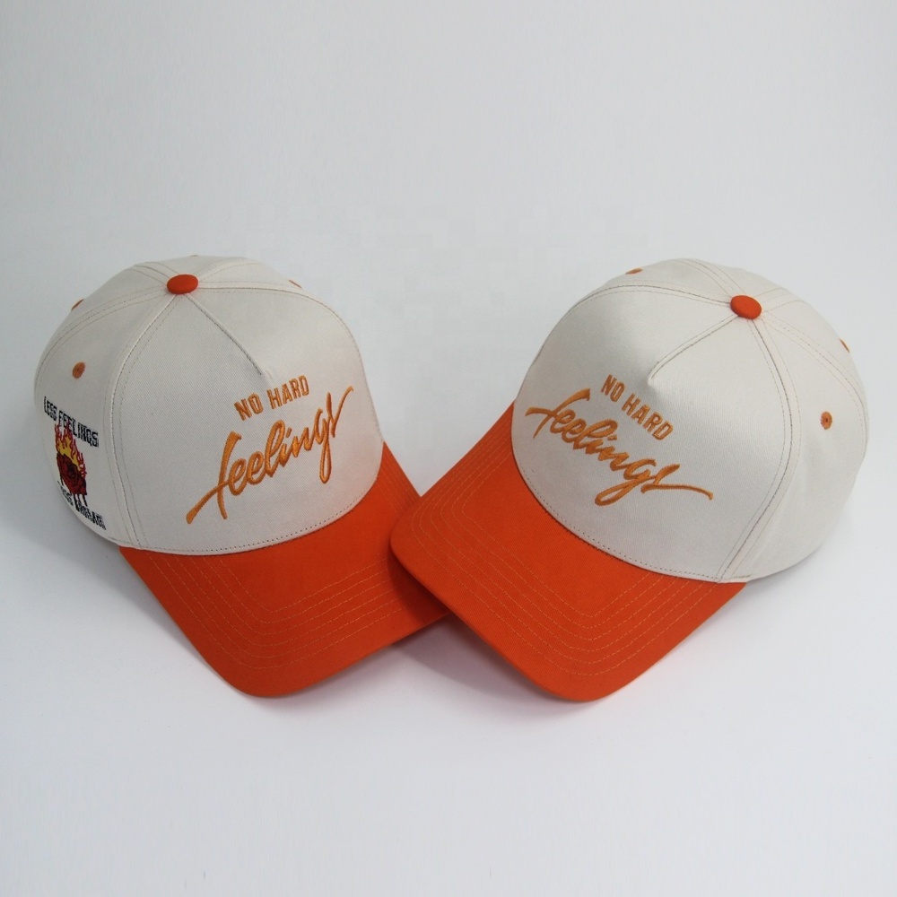 Wholesale Cap manufacturer Custom 5 panel curved brim structured baseball ball cap with  logo