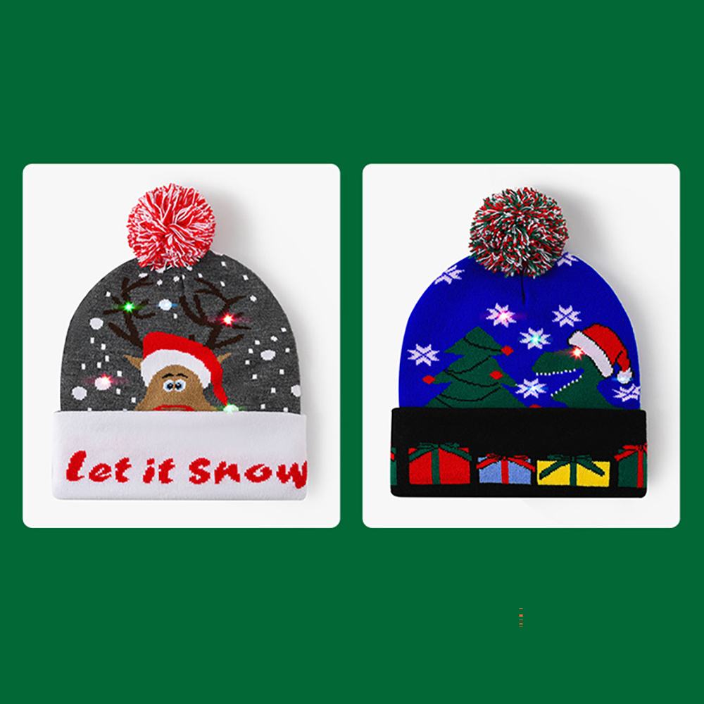 Wholesale Cheap Christmas Hats with LED Knitted Winter Hat Unisex Fashion Christmas Hats