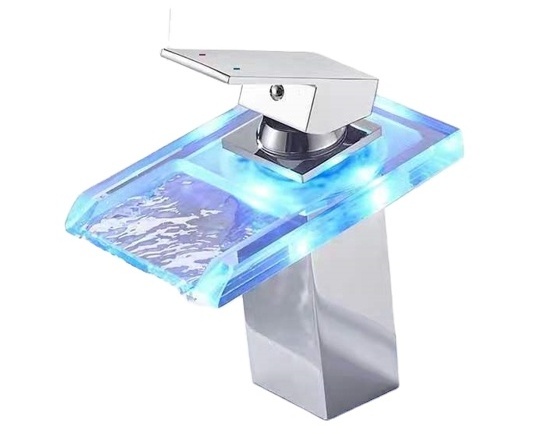 Nanan Guanshu Hydroelectric power sanitary ware hot selling high water pressure brass black led light basin faucet