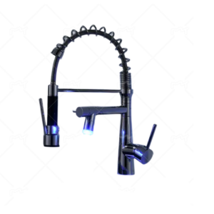 Nanan guanshu sanitary ware china supplier low price  led black kitchen pull down faucet