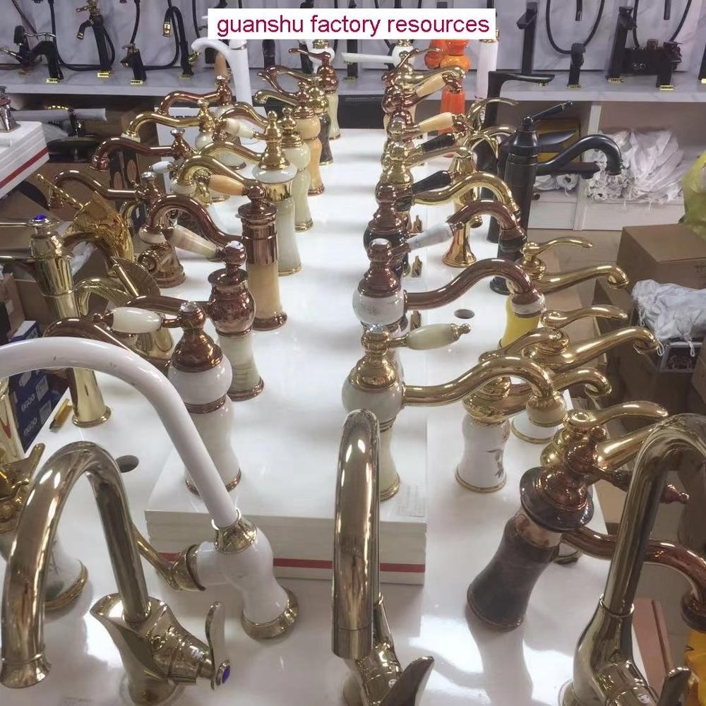 Nanan guanshu sanitary ware china industrial best quality cheap price hot and cold vintage gold faucet