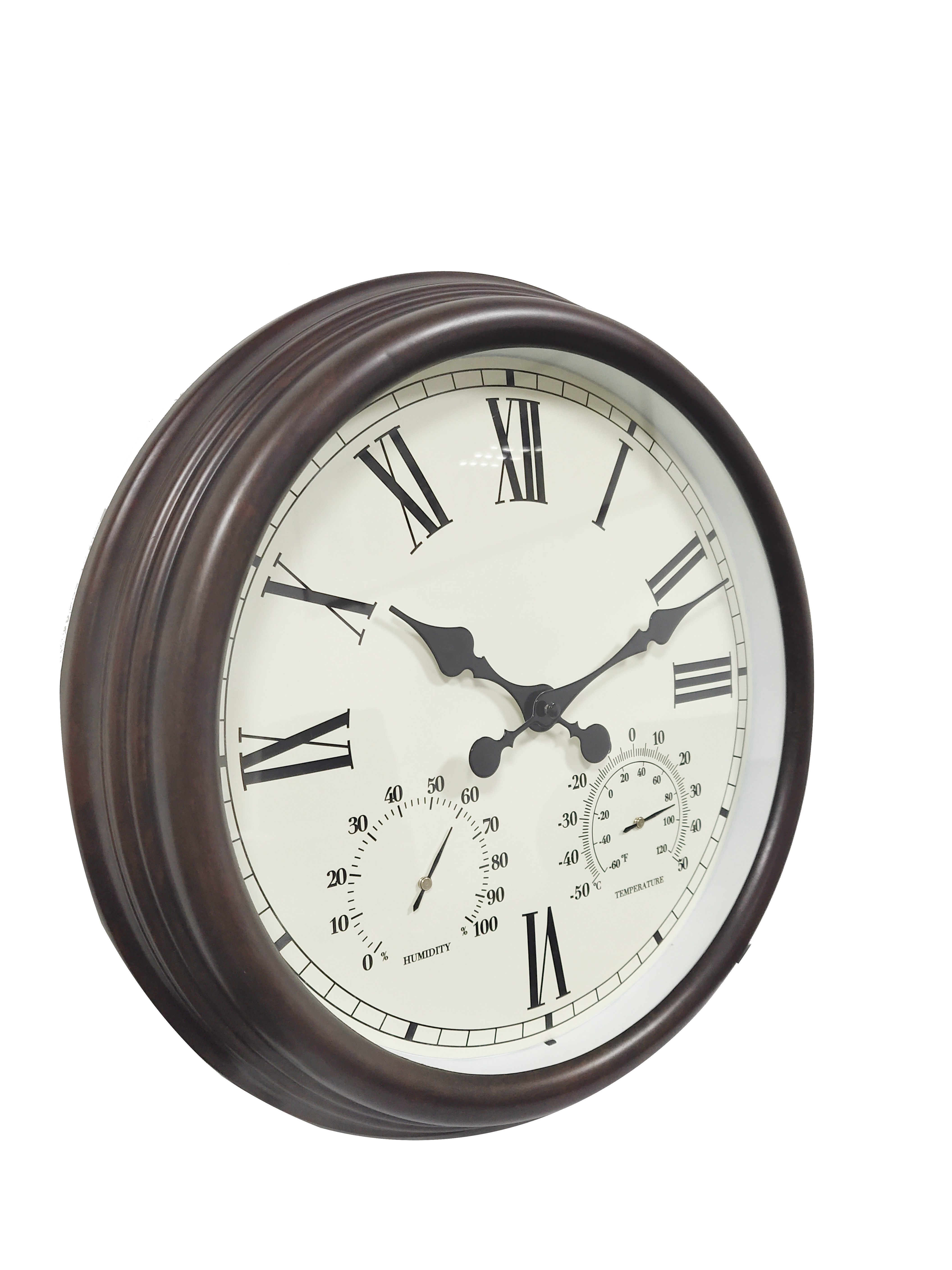 Mailorder hot selling waterproof outdoor garden clock  with temperature humidity Roman Number