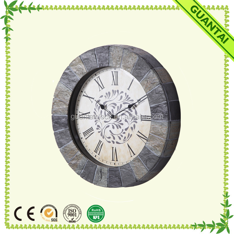 Garden faux Stone quartz outdoor wall clock with thermometer waterproof clock corridor decoration