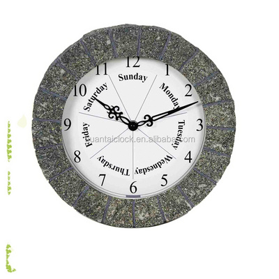 Garden faux Stone quartz outdoor wall clock with thermometer waterproof clock corridor decoration