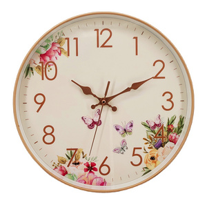 The butterfly design OEM 12 inch round custom cheap plastic printed simple wall clock for promotion