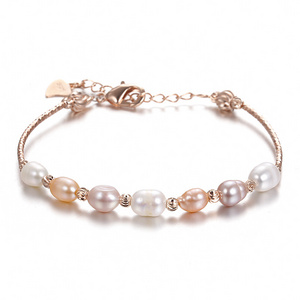 Elegant Jewelry Gold Chian Adjustable Natural Pearl Bracelet Women