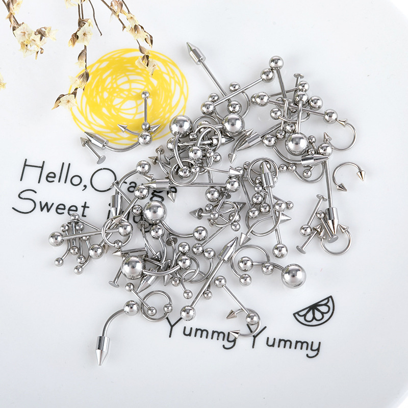 Hot Sale Stainless Steel 85pcs/set Body Belly Piercing Jewelry Tongue Piercing Rings