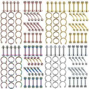 Hot Selling 40 Pcs/Set Stainless Steel Nose Lip Tongue Eyebrow Body Piercing Jewelry Nose Rings Set For Men And Women