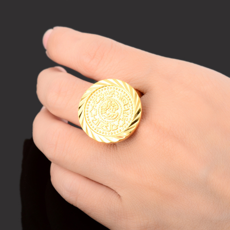 Middle East Arab Wedding Jewelry Wholesale Muslim Islamic Saudi Copper Plated 24K Gold Ring